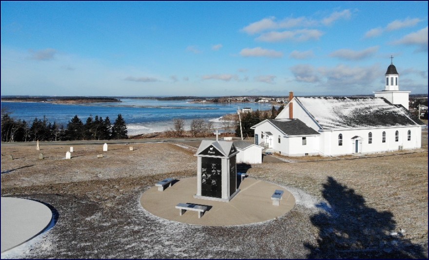 View over the cemetery toward West Arichat Harbour